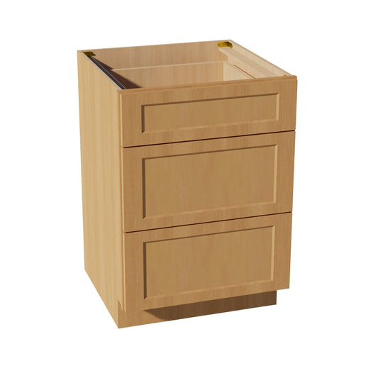 HT - DB24: Timber Wood Shaker 24" 3 Drawers Base Cabinet - NextCabinets