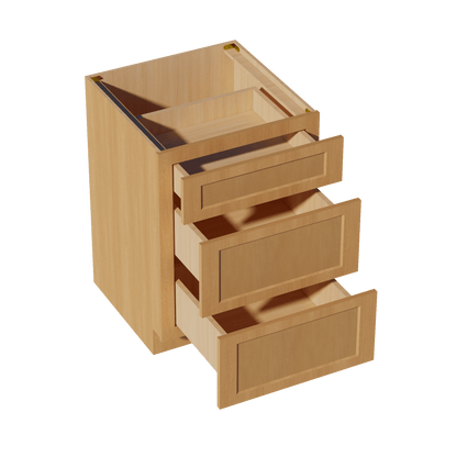 HT - DB24: Timber Wood Shaker 24" 3 Drawers Base Cabinet - NextCabinets