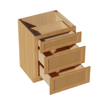 HT - DB27: Timber Wood Shaker 27" 3 Drawers Base Cabinet - NextCabinets