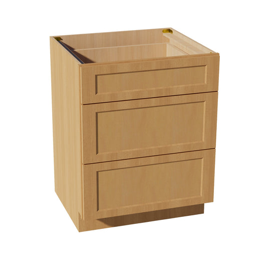 HT - DB27: Timber Wood Shaker 27" 3 Drawers Base Cabinet - NextCabinets