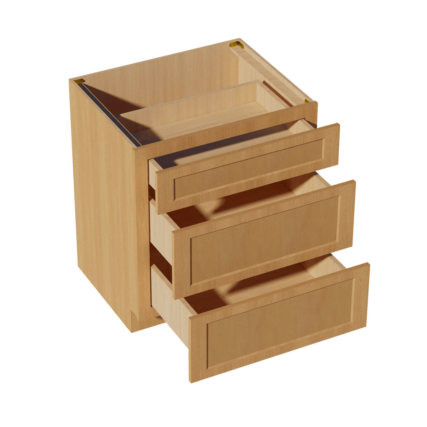 HT - DB30: Timber Wood Shaker 30" 3 Drawers Base Cabinet - NextCabinets