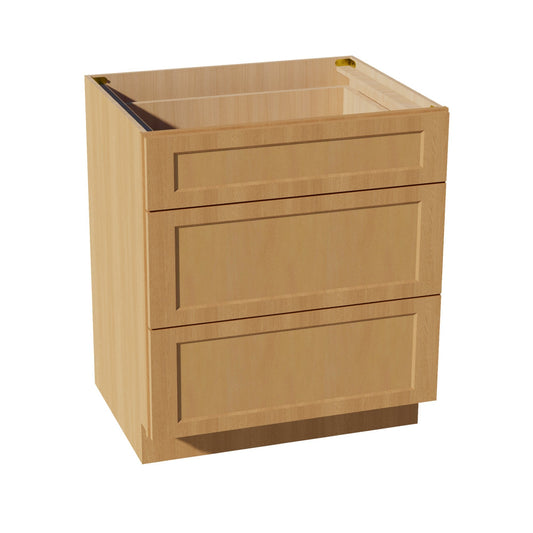 HT - DB30: Timber Wood Shaker 30" 3 Drawers Base Cabinet - NextCabinets