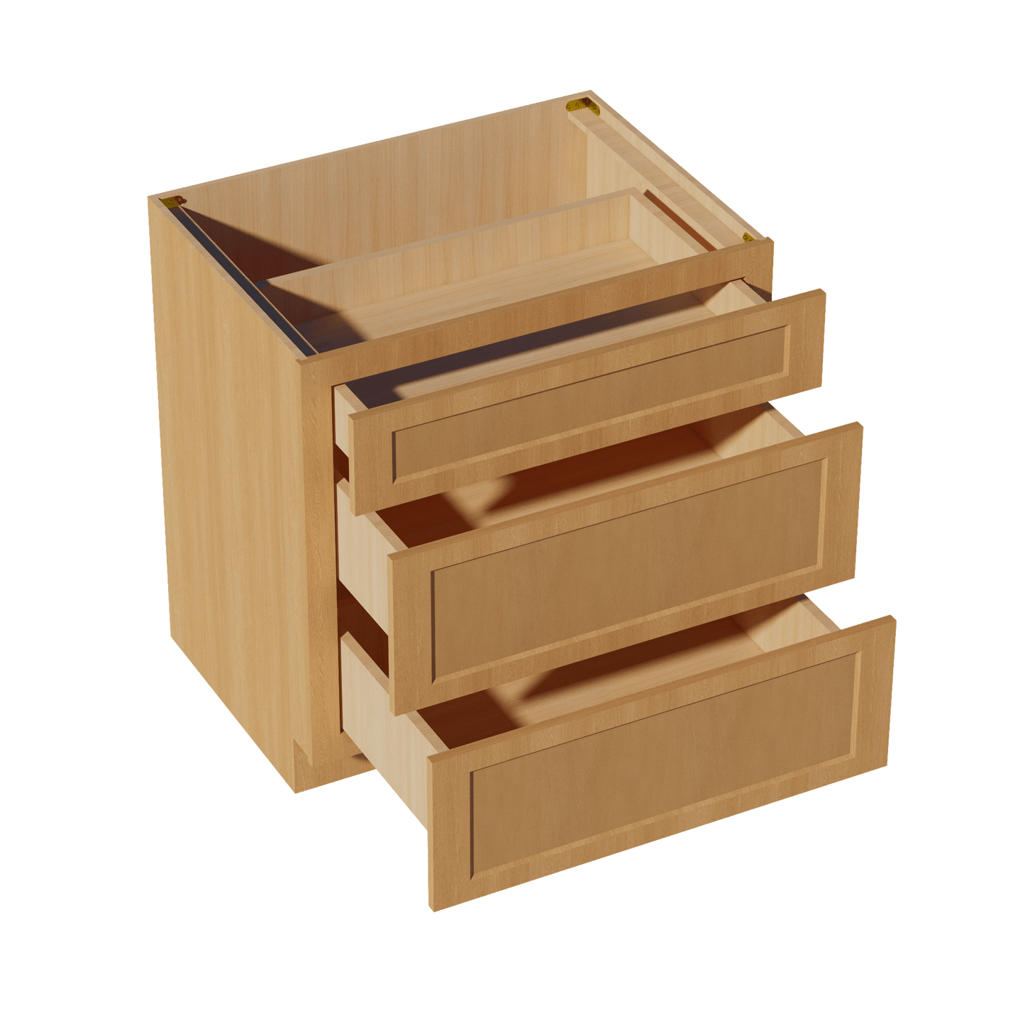 HT - DB33: Timber Wood Shaker 33" 3 Drawers Base Cabinet - NextCabinets