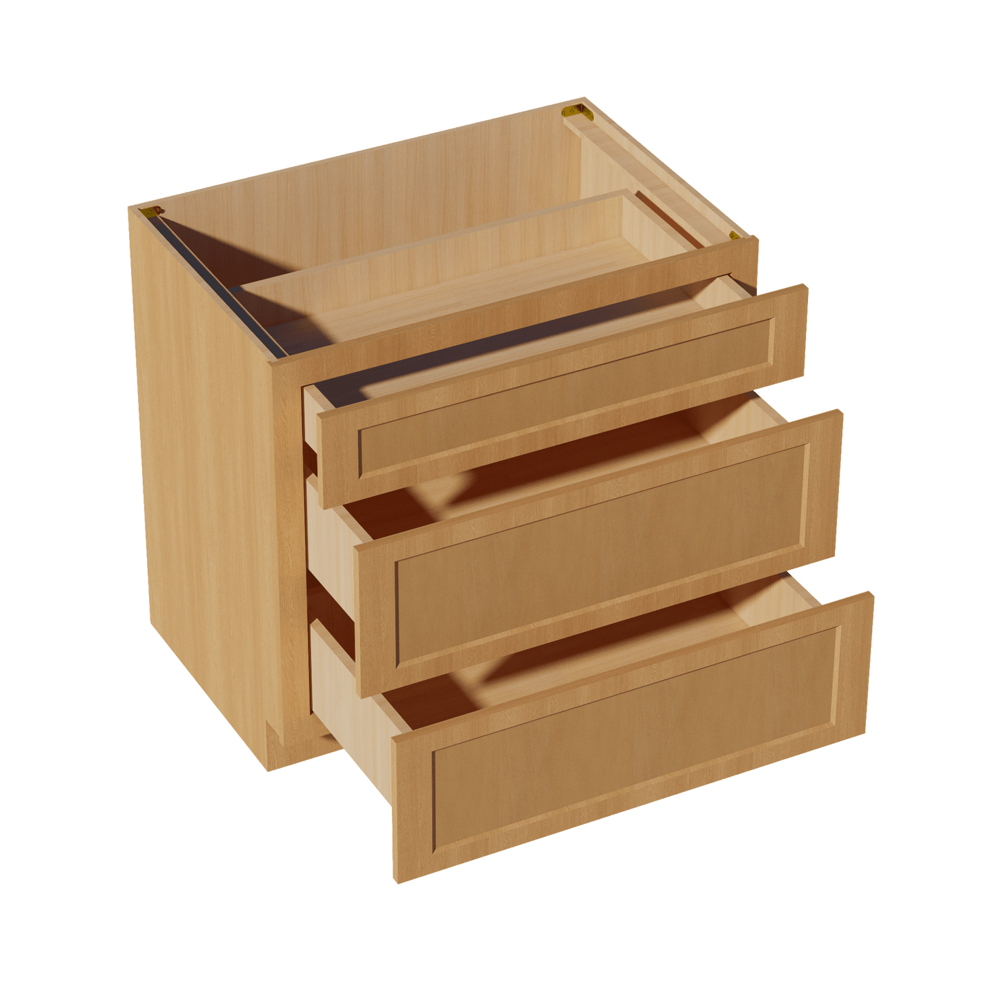 HT - DB36: Timber Wood Shaker 36" 3 Drawers Base Cabinet - NextCabinets