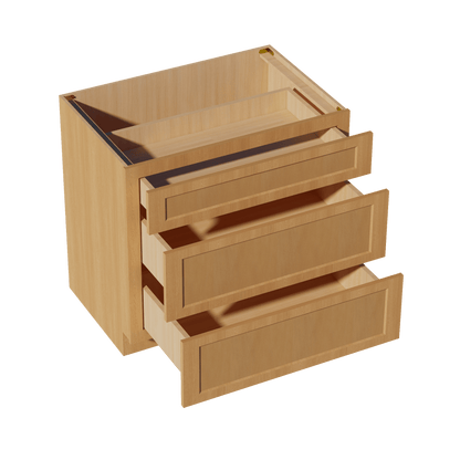 HT - DB36: Timber Wood Shaker 36" 3 Drawers Base Cabinet - NextCabinets