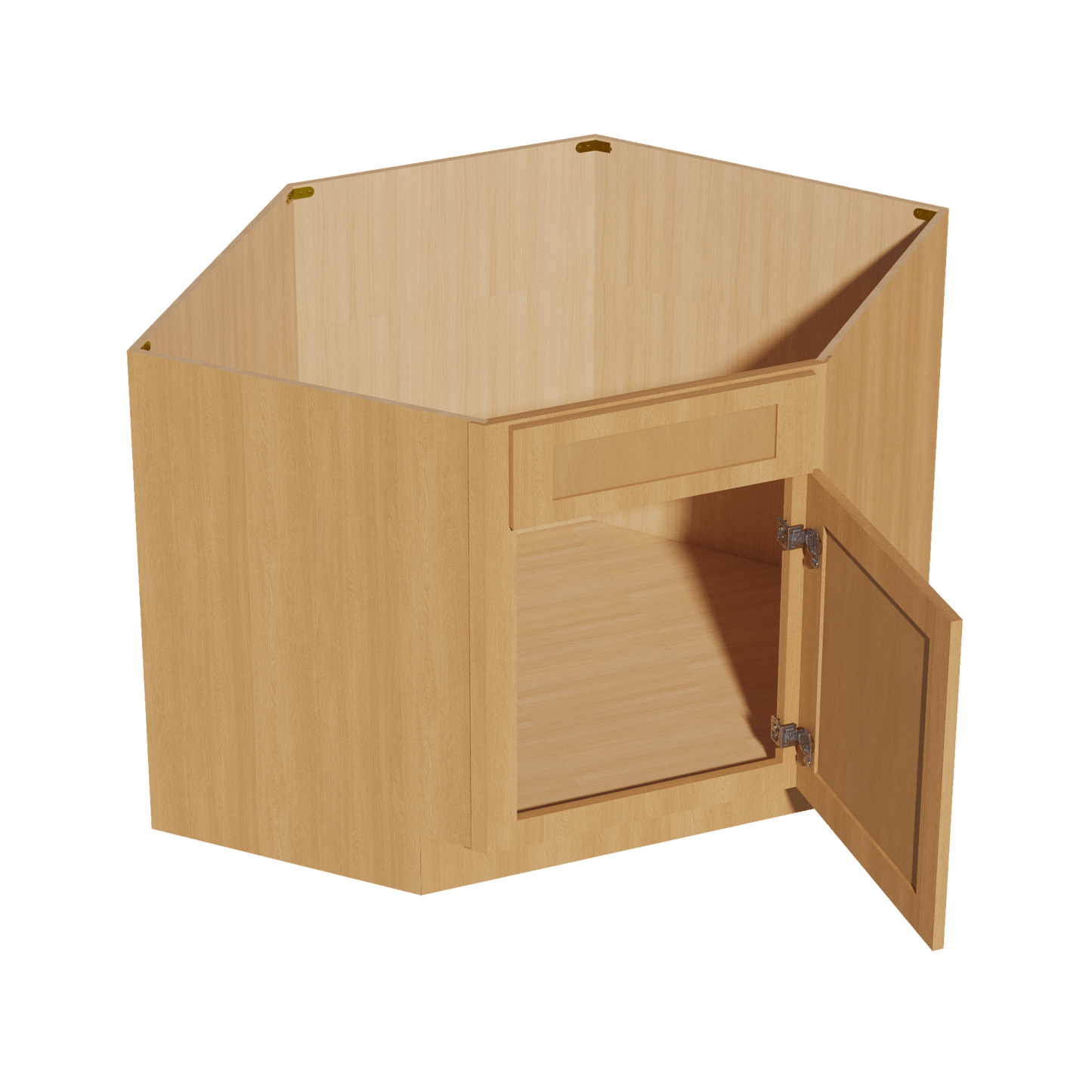 HT - DSB42: Timber Wood Shaker 42" 1 Door - 1 False Drawer Corner Sink Base Cabinets - NextCabinets