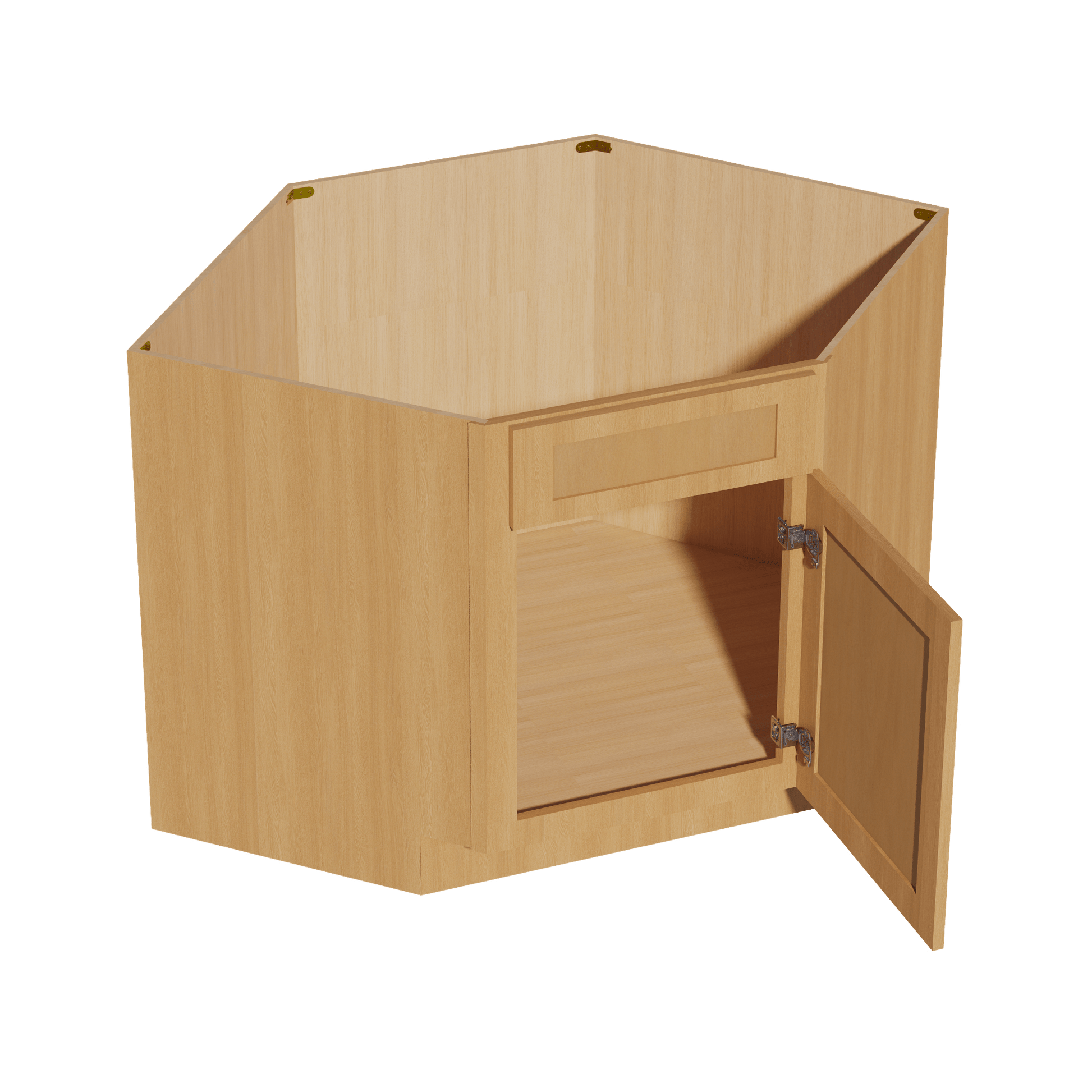 HT - DSB42: Timber Wood Shaker 42" 1 Door - 1 False Drawer Corner Sink Base Cabinets - NextCabinets