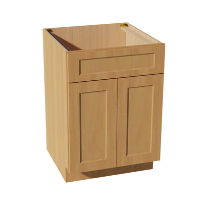 HT - SB24: Timber Wood Shaker 24" 2 Doors 1 False Drawer Sink Base Cabinet - NextCabinets