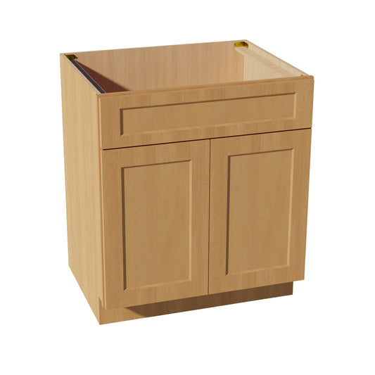 HT - SB30: Timber Wood Shaker 30" 2 Doors 1 False Drawer Sink Base Cabinet - NextCabinets