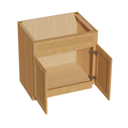 HT - SB33: Timber Wood Shaker 33" 2 Doors 1 False Drawer Sink Base Cabinet - NextCabinets