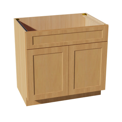HT - SB36: Timber Wood Shaker 36" 2 Doors 1 False Drawer Sink Base Cabinet - NextCabinets