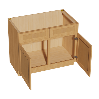 HT - SB42: Timber Wood Shaker 42" 2 Doors 2 False Drawers Sink Base Cabinet - NextCabinets