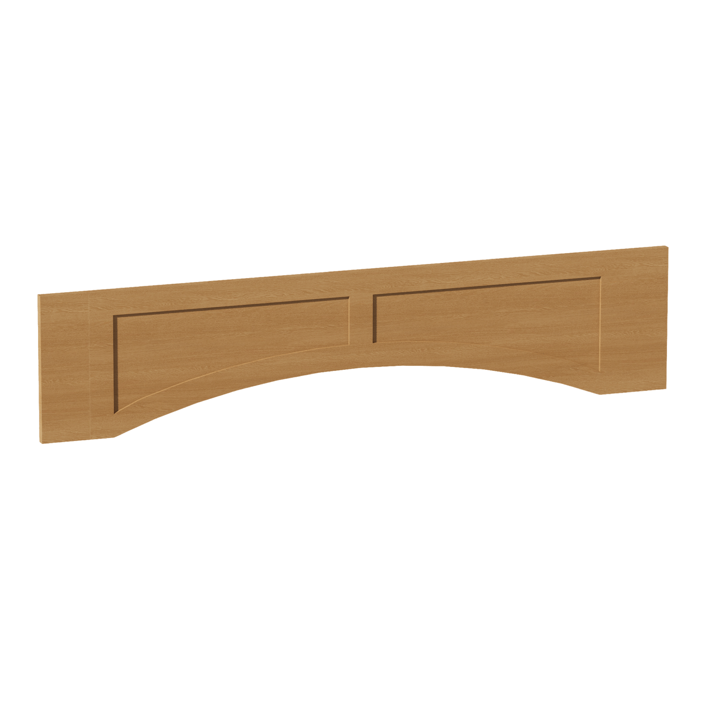 HT - VARP54: Timber Wood Shaker 54"W x 12"H x 3/4"D Arched Valance with Raised Panel - NextCabinets