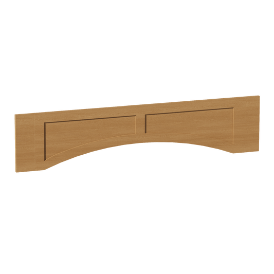 HT - VARP54: Timber Wood Shaker 54"W x 12"H x 3/4"D Arched Valance with Raised Panel - NextCabinets