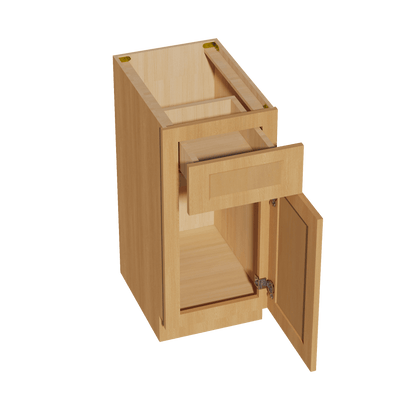 HT - VB1521: Timber Wood Shaker 15"W x 34 - 1/2"H x 21"D 1 Door & 1 Drawer Single Door Vanity Base Cabinets - NextCabinets