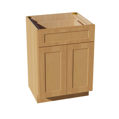 HT - VB2421: Timber Wood Shaker 24"W x 34 - 1/2"H x 21"D 2 Doors & 1 Drawer Double Door Vanity Base Cabinets - NextCabinets