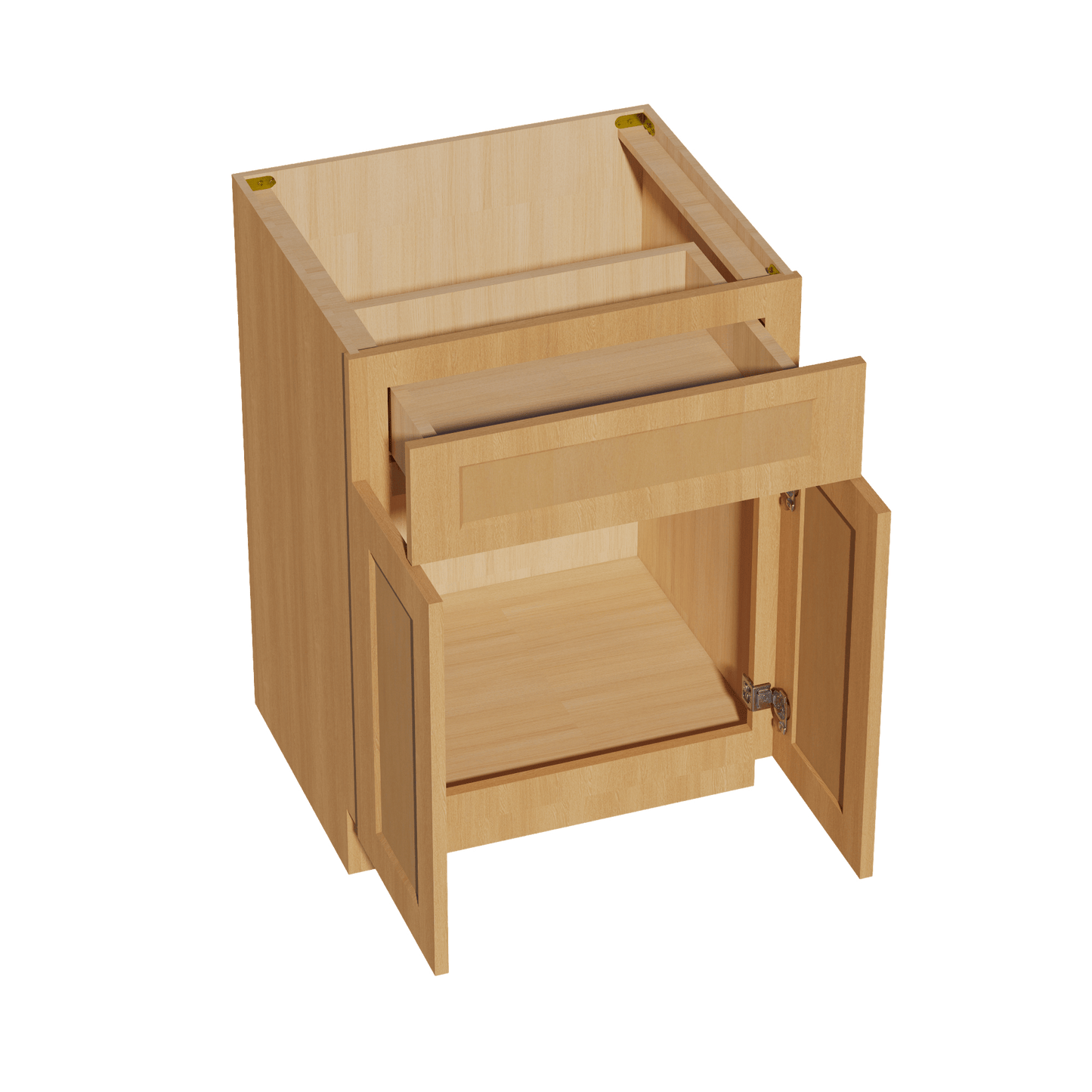 HT - VB2421: Timber Wood Shaker 24"W x 34 - 1/2"H x 21"D 2 Doors & 1 Drawer Double Door Vanity Base Cabinets - NextCabinets
