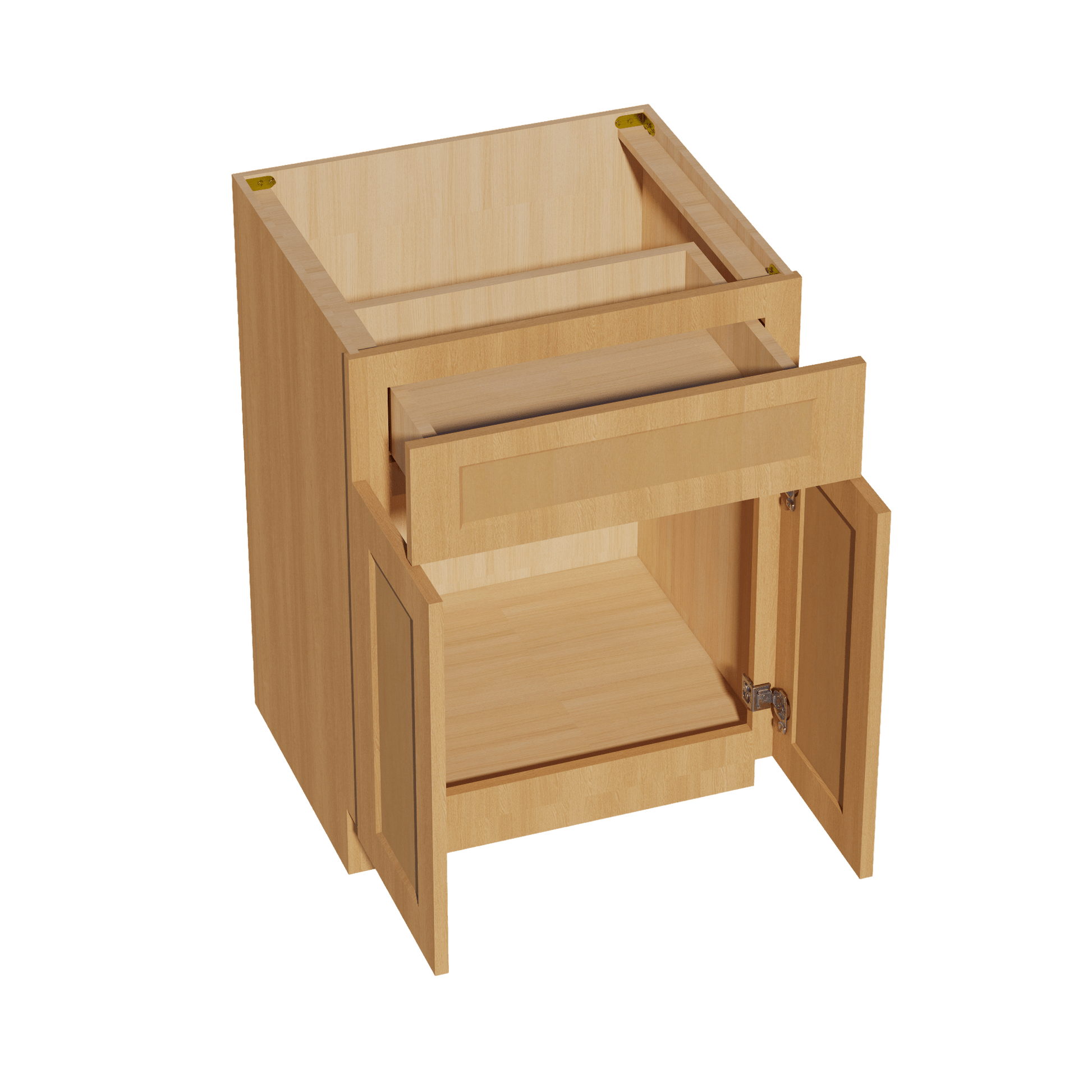 HT - VB2421: Timber Wood Shaker 24"W x 34 - 1/2"H x 21"D 2 Doors & 1 Drawer Double Door Vanity Base Cabinets - NextCabinets