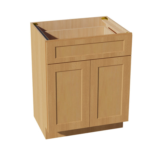 HT - VB2721: Timber Wood Shaker 27"W x 34 - 1/2"H x 21"D 2 Doors & 1 Drawer Double Door Vanity Base Cabinets - NextCabinets