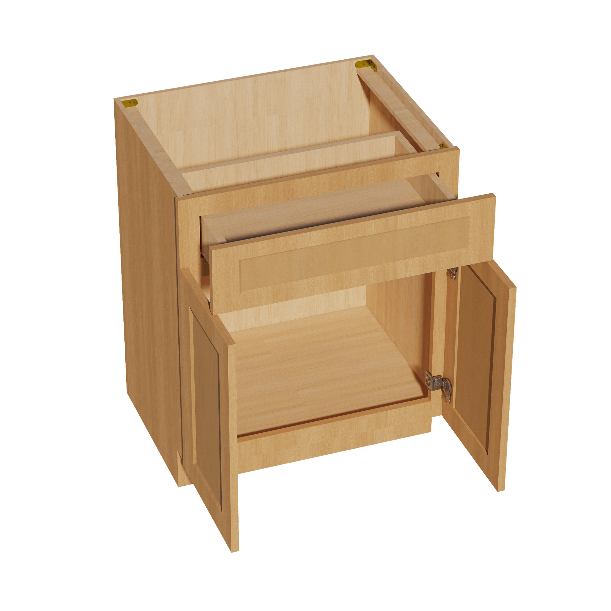 HT - VB2721: Timber Wood Shaker 27"W x 34 - 1/2"H x 21"D 2 Doors & 1 Drawer Double Door Vanity Base Cabinets - NextCabinets