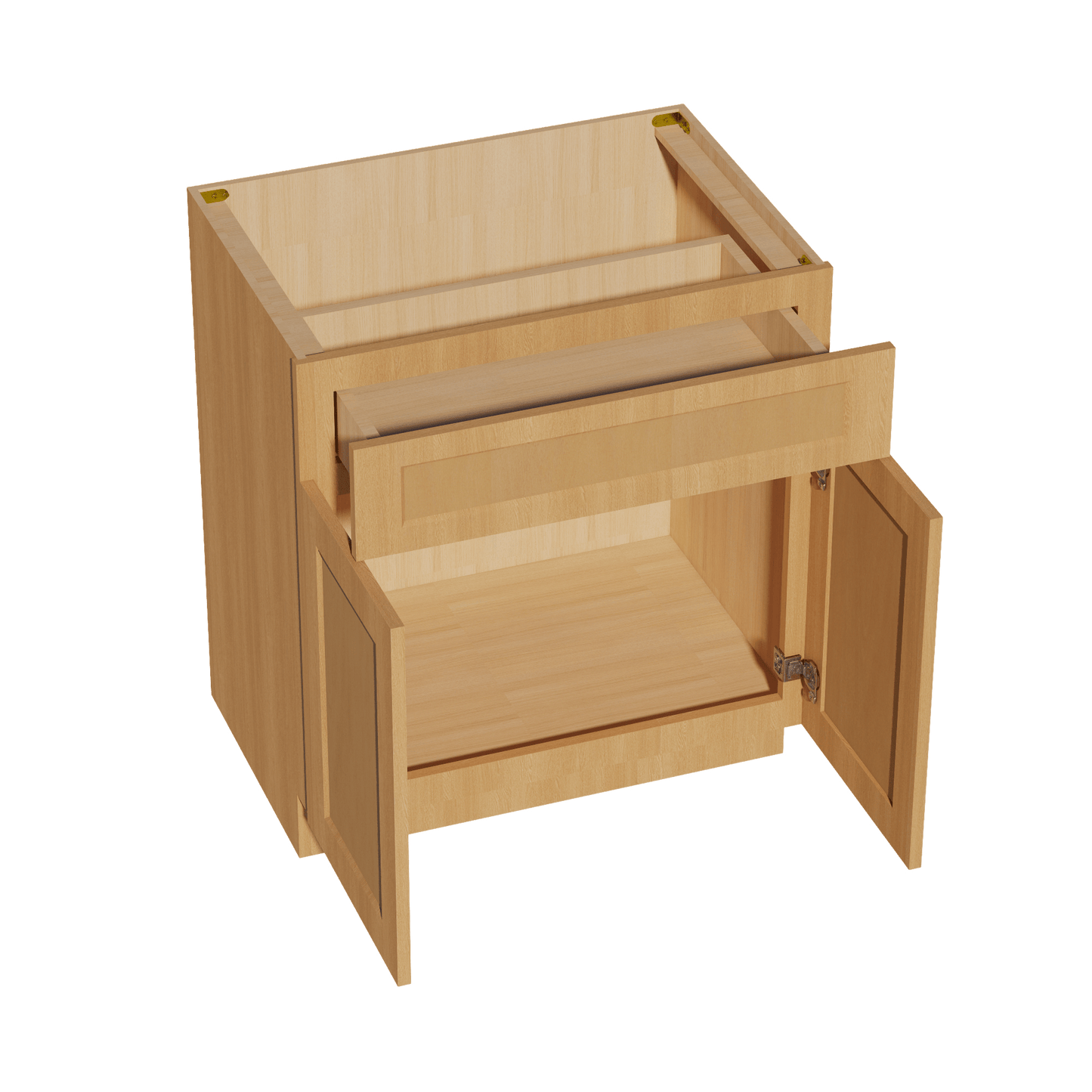 HT - VB3021: Timber Wood Shaker 30"W x 34 - 1/2"H x 21"D 2 Doors & 1 Drawer Double Door Vanity Base Cabinets - NextCabinets