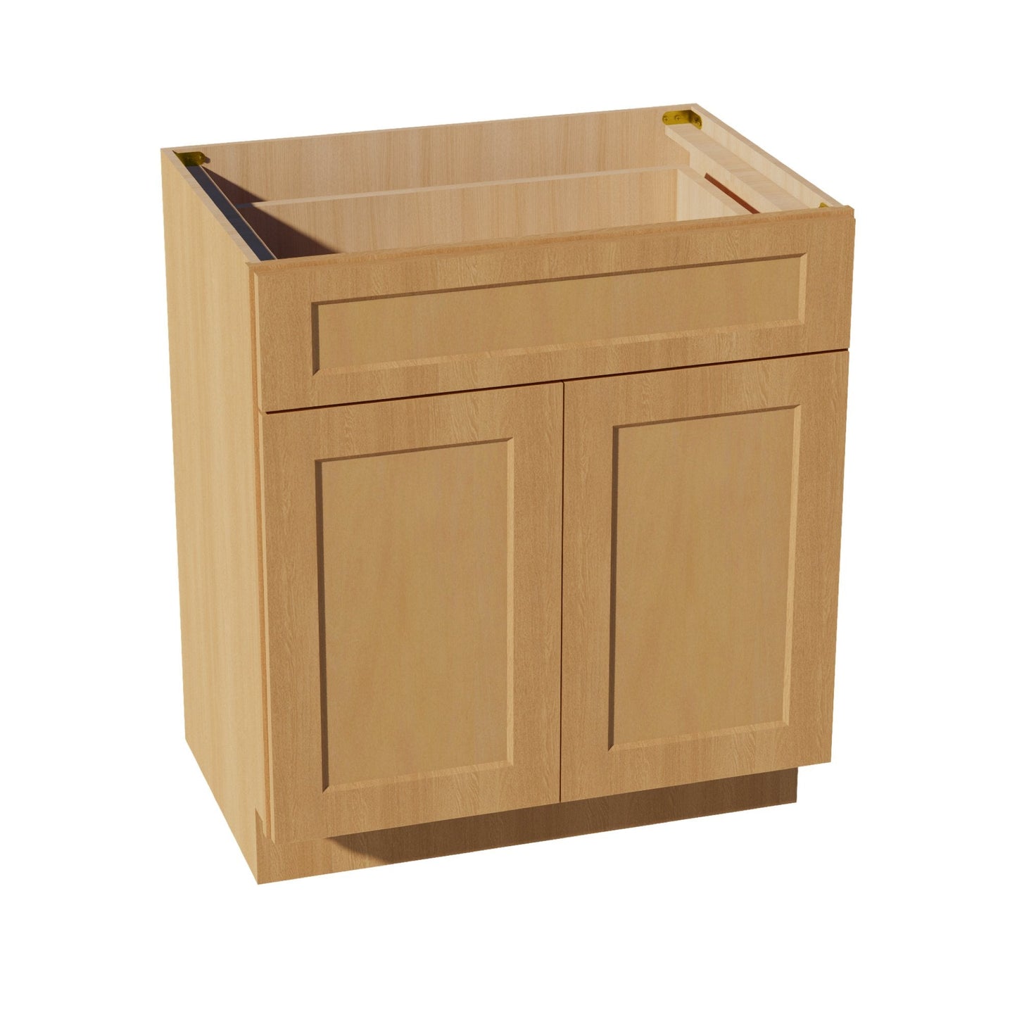 HT - VB3021: Timber Wood Shaker 30"W x 34 - 1/2"H x 21"D 2 Doors & 1 Drawer Double Door Vanity Base Cabinets - NextCabinets