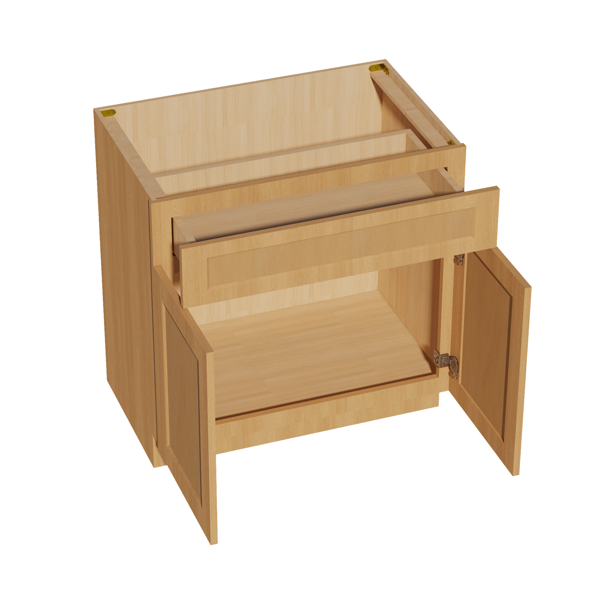 HT - VB3321: Timber Wood Shaker 33"W x 34 - 1/2"H x 21"D 2 Doors & 1 Drawer Double Door Vanity Base Cabinets - NextCabinets