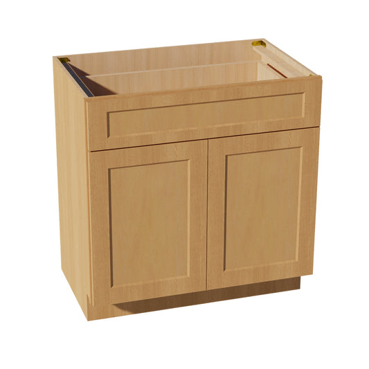 HT - VB3321: Timber Wood Shaker 33"W x 34 - 1/2"H x 21"D 2 Doors & 1 Drawer Double Door Vanity Base Cabinets - NextCabinets