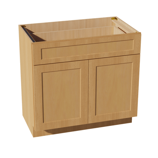 HT - VB3621: Timber Wood Shaker 36"W x 34 - 1/2"H x 21"D 2 Doors & 1 Drawer Double Door Vanity Base Cabinets - NextCabinets