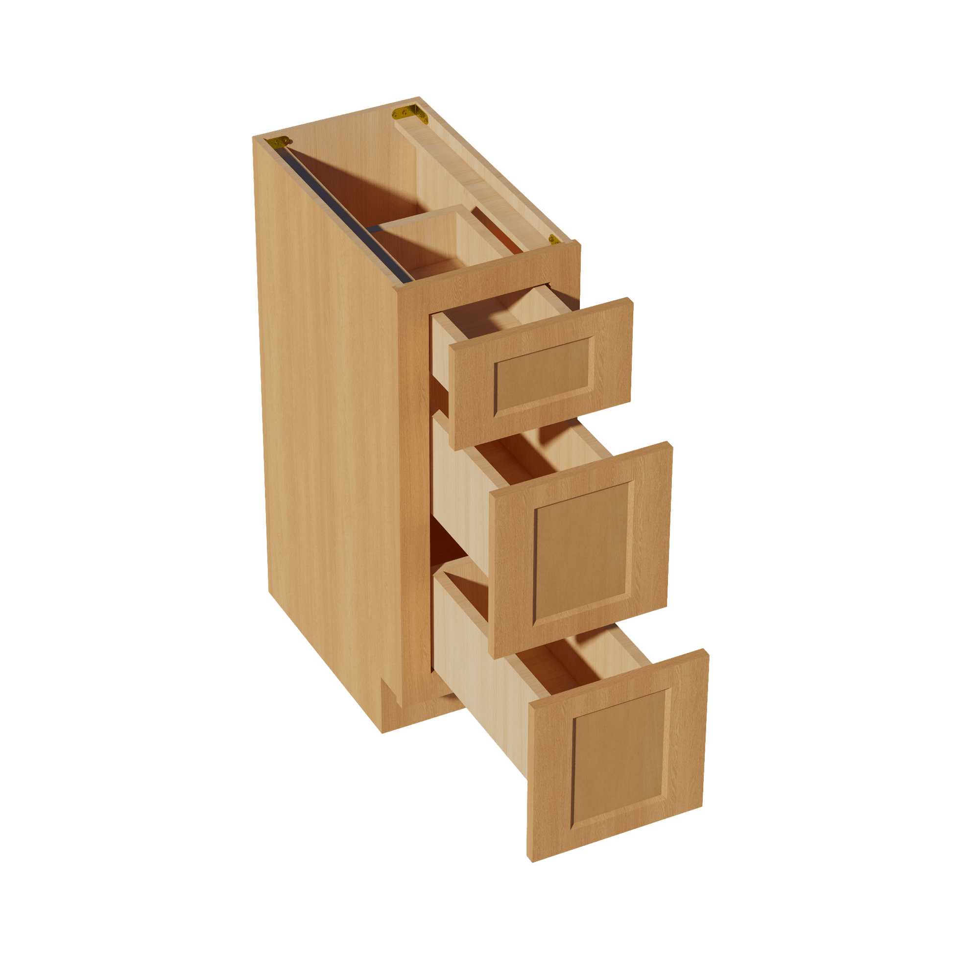 HT - VDB1221: Timber Wood Shaker 12"W x 34 - 1/2"H x 21"D 3 Drawers Vanity Base Cabinets - NextCabinets