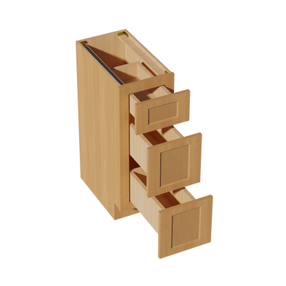 HT - VDB1221: Timber Wood Shaker 12"W x 34 - 1/2"H x 21"D 3 Drawers Vanity Base Cabinets - NextCabinets