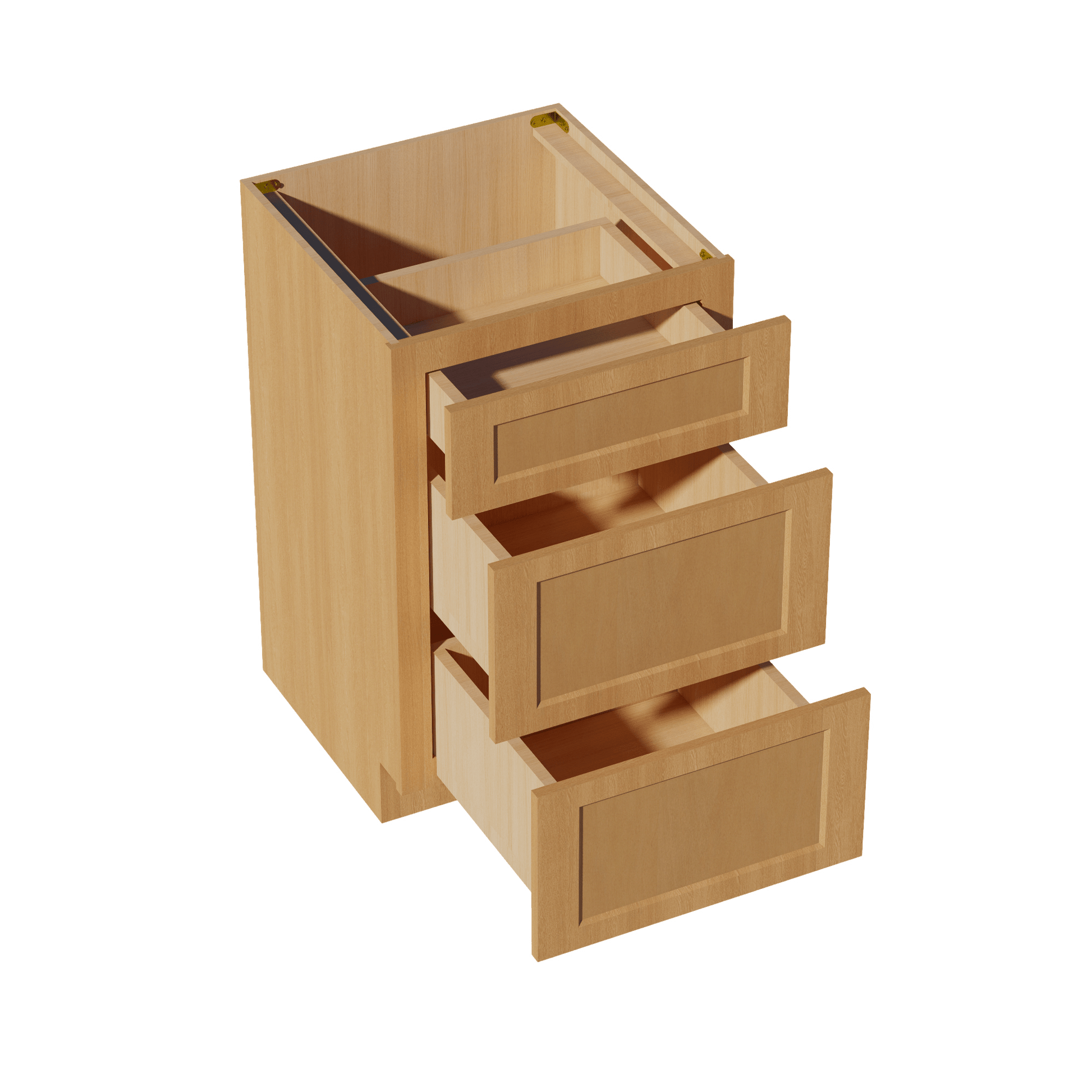 HT - VDB2121: Timber Wood Shaker 21"W x 34 - 1/2"H x 21"D 3 Drawers Vanity Base Cabinets - NextCabinets
