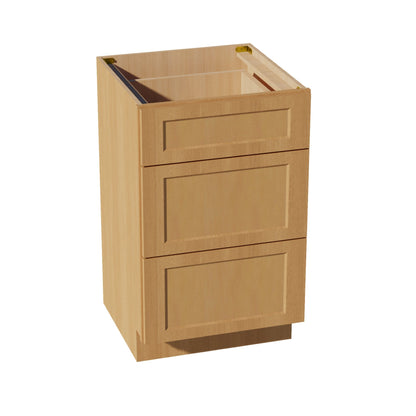 HT - VDB2121: Timber Wood Shaker 21"W x 34 - 1/2"H x 21"D 3 Drawers Vanity Base Cabinets - NextCabinets