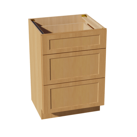 HT - VDB2421: Timber Wood Shaker 24"W x 34 - 1/2"H x 21"D 3 Drawers Vanity Base Cabinets - NextCabinets