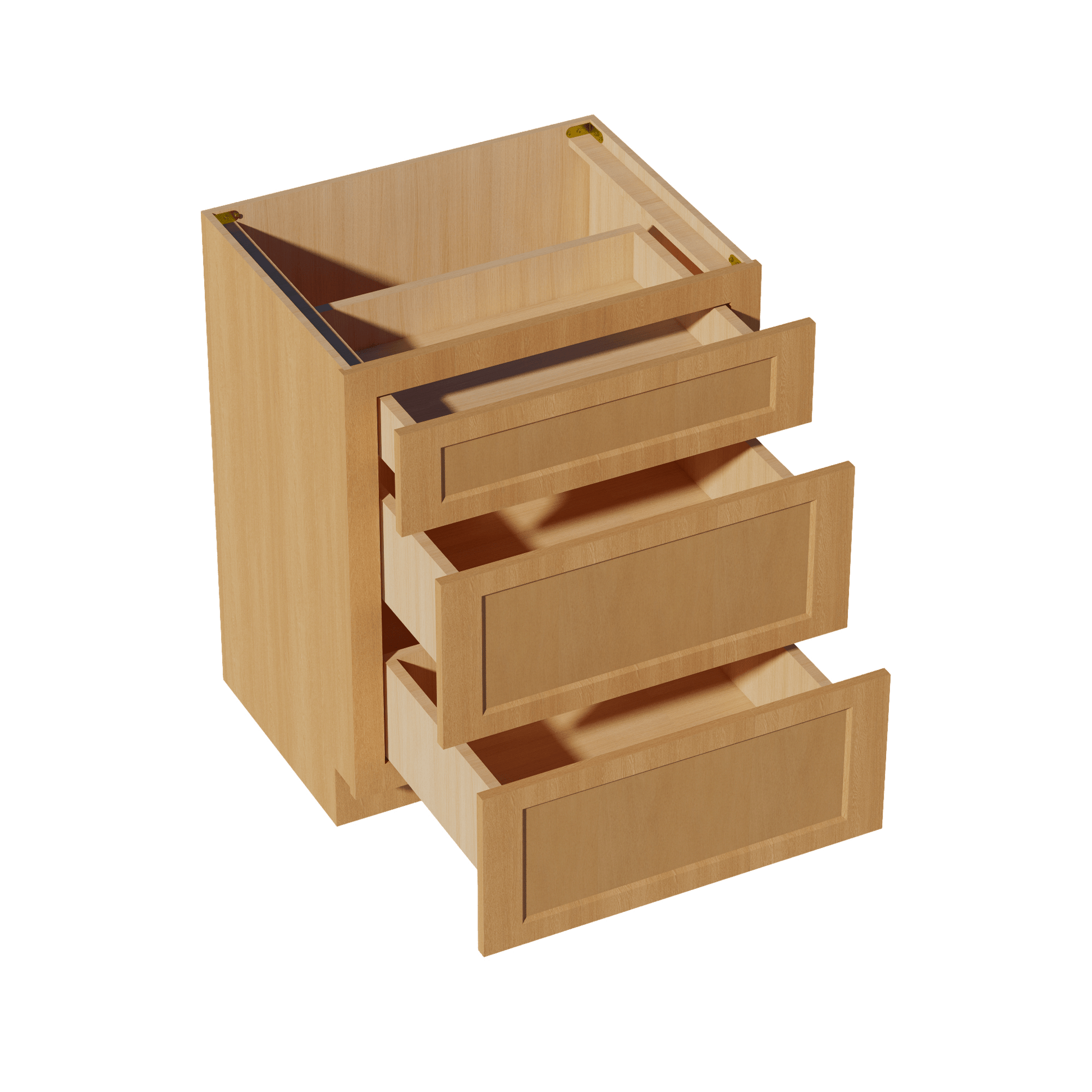HT - VDB2721: Timber Wood Shaker 27"W x 34 - 1/2"H x 21"D 3 Drawers Vanity Base Cabinets - NextCabinets