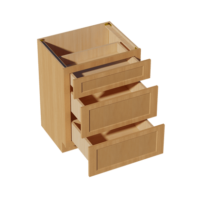 HT - VDB2721: Timber Wood Shaker 27"W x 34 - 1/2"H x 21"D 3 Drawers Vanity Base Cabinets - NextCabinets