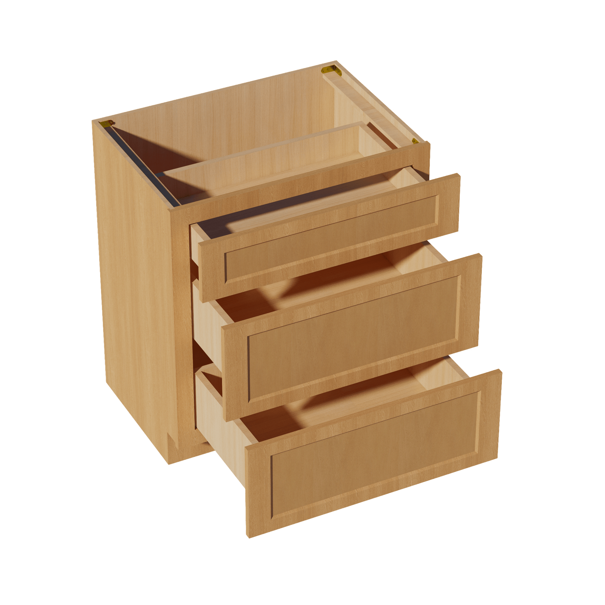 HT - VDB3021: Timber Wood Shaker 30"W x 34 - 1/2"H x 21"D 3 Drawers Vanity Base Cabinets - NextCabinets