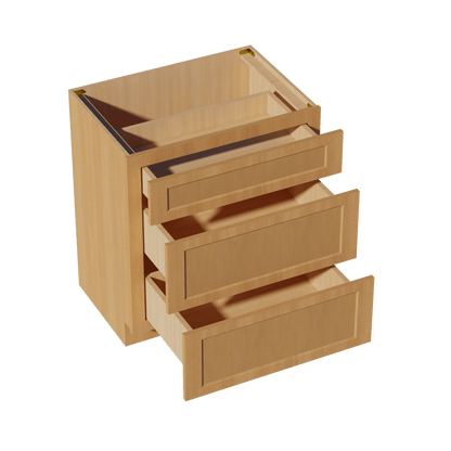 HT - VDB3021: Timber Wood Shaker 30"W x 34 - 1/2"H x 21"D 3 Drawers Vanity Base Cabinets - NextCabinets