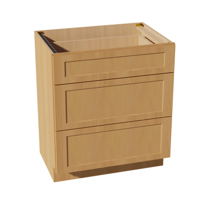 HT - VDB3021: Timber Wood Shaker 30"W x 34 - 1/2"H x 21"D 3 Drawers Vanity Base Cabinets - NextCabinets