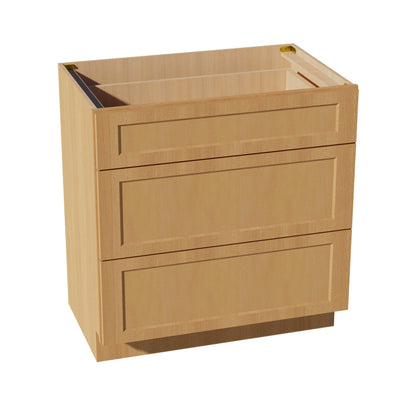 HT - VDB3321: Timber Wood Shaker 33"W x 34 - 1/2"H x 21"D 3 Drawers Vanity Base Cabinets - NextCabinets