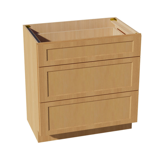 HT - VDB3321: Timber Wood Shaker 33"W x 34 - 1/2"H x 21"D 3 Drawers Vanity Base Cabinets - NextCabinets