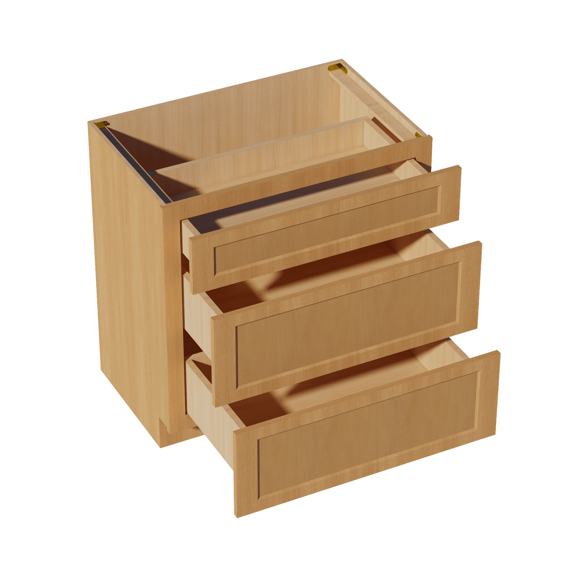 HT - VDB3321: Timber Wood Shaker 33"W x 34 - 1/2"H x 21"D 3 Drawers Vanity Base Cabinets - NextCabinets