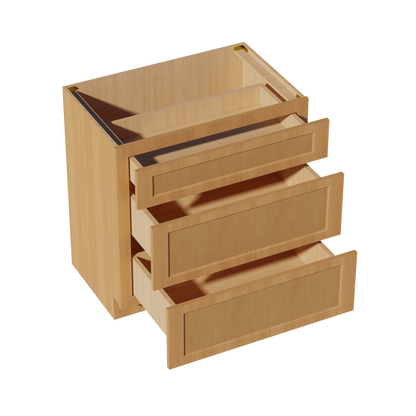 HT - VDB3321: Timber Wood Shaker 33"W x 34 - 1/2"H x 21"D 3 Drawers Vanity Base Cabinets - NextCabinets