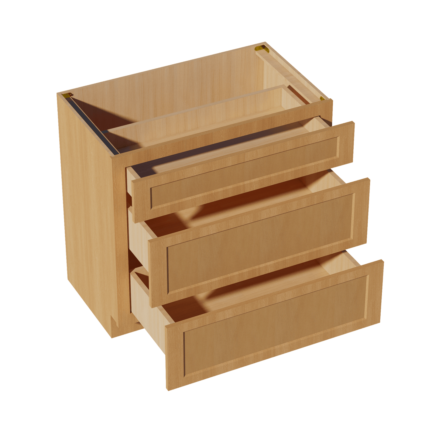 HT - VDB3621: Timber Wood Shaker 36"W x 34 - 1/2"H x 21"D 3 Drawers Vanity Base Cabinets - NextCabinets