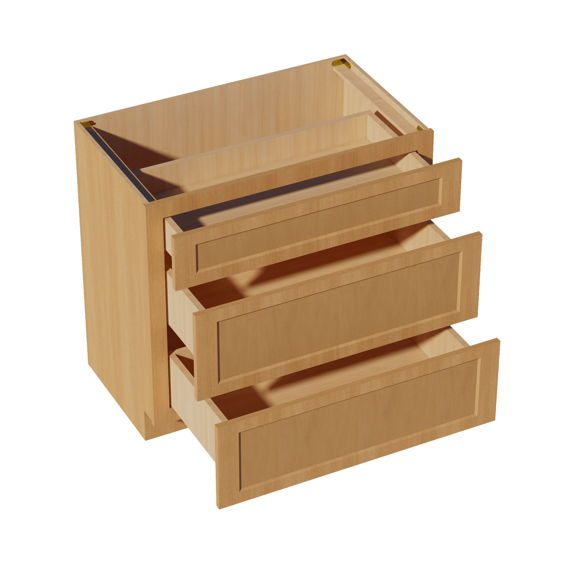 HT - VDB3621: Timber Wood Shaker 36"W x 34 - 1/2"H x 21"D 3 Drawers Vanity Base Cabinets - NextCabinets