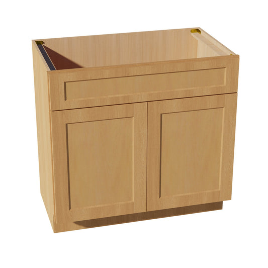 HT - VSB3621: Timber Wood Shaker 36"W x 34 - 1/2"H x 21"D 2 Doors & 1 False Drawer Vanity Sink Base Cabinets - NextCabinets