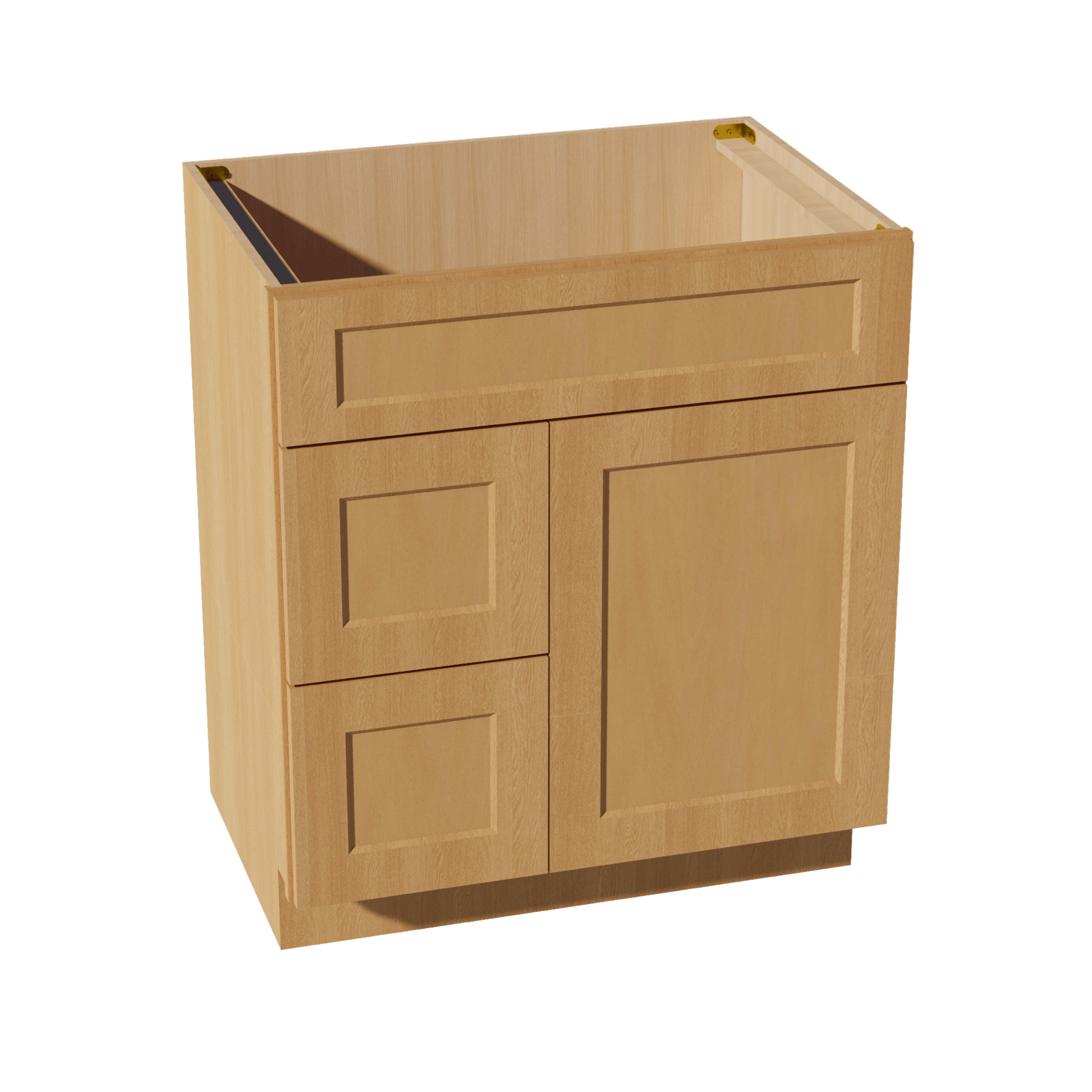HT - VSD3021L: Timber Wood Shaker 30"W x 34 - 1/2"H x 21"D 1 Door & 2 Left Drawers Offset Vanity Sink Base Cabinets - NextCabinets