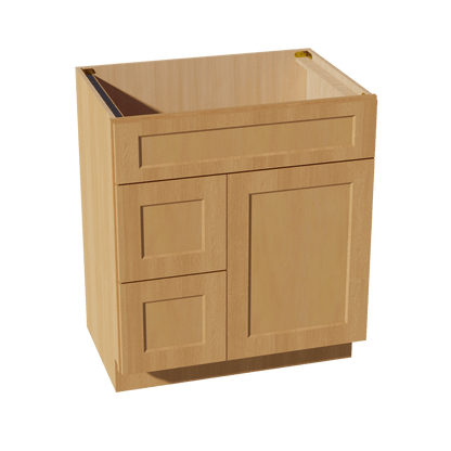 HT - VSD3021L: Timber Wood Shaker 30"W x 34 - 1/2"H x 21"D 1 Door & 2 Left Drawers Offset Vanity Sink Base Cabinets - NextCabinets