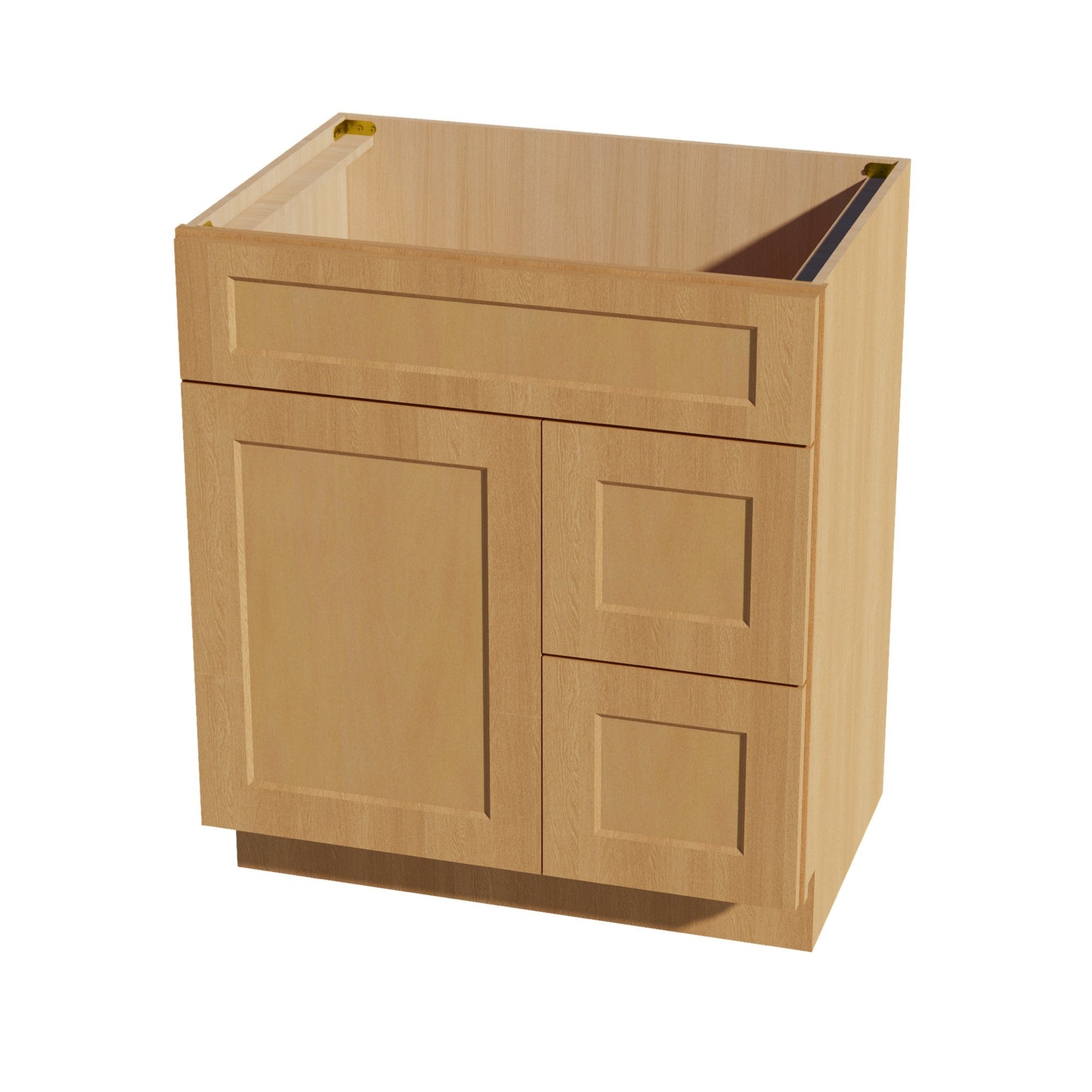 HT - VSD3021R: Timber Wood Shaker 30"W x 34 - 1/2"H x 21"D 1 Door & 2 Right Drawers Offset Vanity Sink Base Cabinets - NextCabinets