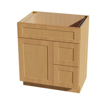 HT - VSD3021R: Timber Wood Shaker 30"W x 34 - 1/2"H x 21"D 1 Door & 2 Right Drawers Offset Vanity Sink Base Cabinets - NextCabinets